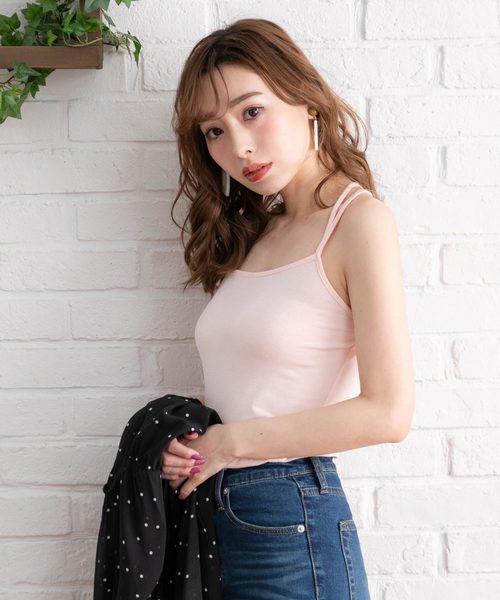 Newlyme（ニューリーミー）の「バッククロスキャミソール（キャミソール・レディース・グレー/カーキ/その他/ホワイト/ネイビー/ブラック/レッド/ピンク/ブラック×ホワイト/モカ・MEDIUM/SMALL/LARGE/X-LARGE/XX-LARGE）」の8枚目の写真