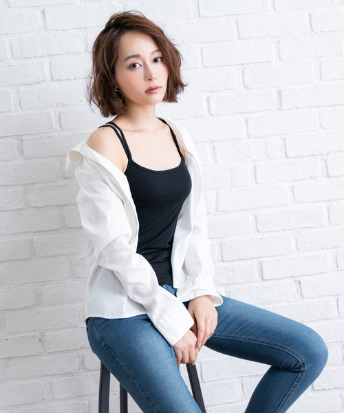 Newlyme（ニューリーミー）の「バッククロスキャミソール（キャミソール・レディース・グレー/カーキ/その他/ホワイト/ネイビー/ブラック/レッド/ピンク/ブラック×ホワイト/モカ・MEDIUM/SMALL/LARGE/X-LARGE/XX-LARGE）」の14枚目の写真