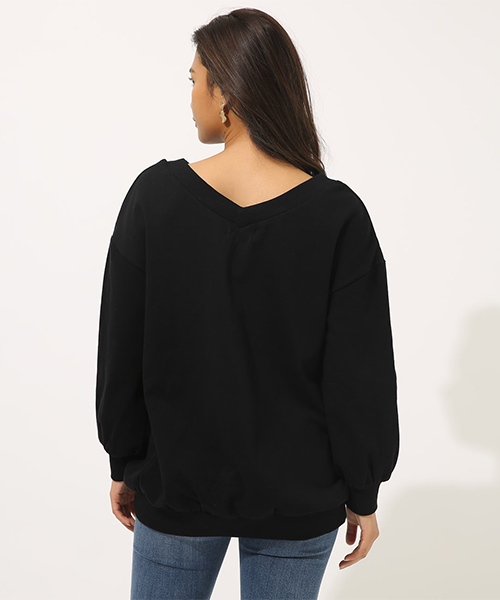 AZUL by moussy（アズールバイマウジー）の「SWEAT V/N LOOSE TUNIC/スウェット Vネック ルーズチュニック（チュニック・レディース・ブラック/ベージュ/杢グレー・MEDIUM/SMALL）」の8枚目の写真