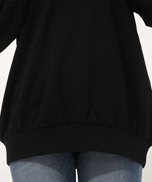 AZUL by moussy（アズールバイマウジー）の「SWEAT V/N LOOSE TUNIC/スウェット Vネック ルーズチュニック（チュニック・レディース・ブラック/ベージュ/杢グレー・MEDIUM/SMALL）」の11枚目の写真