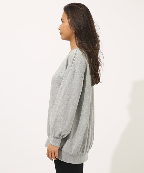 AZUL by moussy（アズールバイマウジー）の「SWEAT V/N LOOSE TUNIC/スウェット Vネック ルーズチュニック（チュニック・レディース・ブラック/ベージュ/杢グレー・MEDIUM/SMALL）」の15枚目の写真