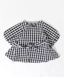 トップス/ブラウス/カシュクール/チェック/バルーン袖/ウエストリボン/ coca（coca）（コカ）の「[KIDS]ギンガムチェックバルーン