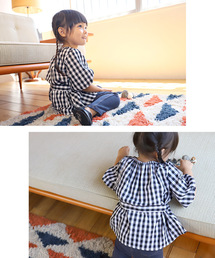 トップス/ブラウス/カシュクール/チェック/バルーン袖/ウエストリボン/ coca（coca）（コカ）の「[KIDS]ギンガムチェックバルーン