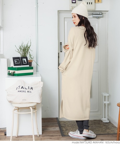 セール】裏起毛サイドスリットバルーンスリーブワンピース（ワンピース