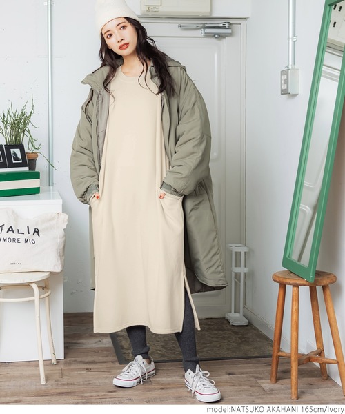 coca（coca）（コカ）の「裏起毛サイドスリットバルーンスリーブワンピース（ワンピース・レディース・ブラック/ブラウン/アイボリー・ONE SIZE）」の12枚目の写真