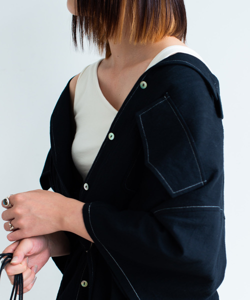 Aunt Marie's(アントマリーズ)の「AUNT MARIE'S ベルト付き開襟半袖シャツ(シャツ/ブラウス・レディース・ブラック/ベージュ/カーキ・FREE)」の8枚目の写真