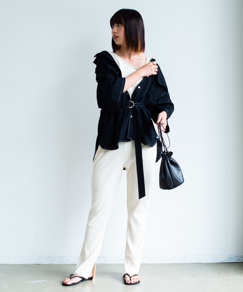 Aunt Marie's(アントマリーズ)の「AUNT MARIE'S ベルト付き開襟半袖シャツ(シャツ/ブラウス・レディース・ブラック/ベージュ/カーキ・FREE)」の17枚目の写真