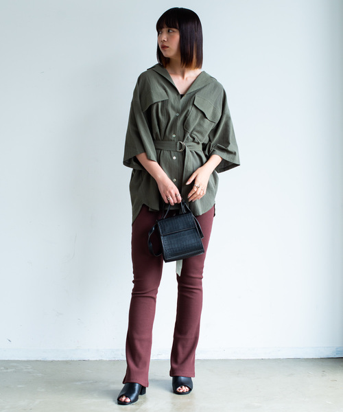 Aunt Marie's(アントマリーズ)の「AUNT MARIE'S ベルト付き開襟半袖シャツ(シャツ/ブラウス・レディース・ブラック/ベージュ/カーキ・FREE)」の21枚目の写真