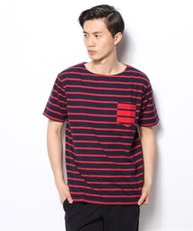 BEAMS | BEAMS / ボーダー ボートネック パッチポケット TEE(Tシャツ/カットソー)