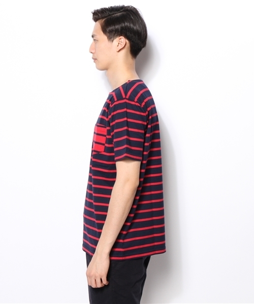 BEAMS（ビームス）の「○BEAMS / ボーダー ボートネック パッチポケット TEE（Tシャツ/カットソー・メンズ・ホワイト/ネイビー・SMALL/MEDIUM/LARGE/X-LARGE）」の4枚目の写真