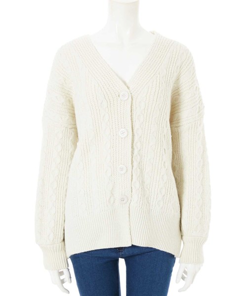 fifth（フィフス）の「ミディアム丈ニットカーディガン（カーディガン/ボレロ・レディース・ホワイト/ベージュ・MEDIUM）」の7枚目の写真