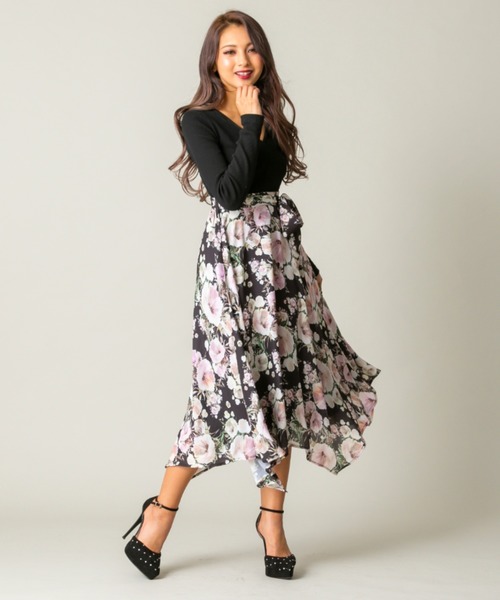 Delyle Delyle フラワードッキングフレアワンピース ワンピース ワンピース Noir デイライルノアール のファッション