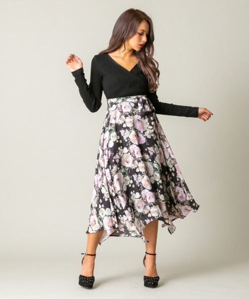 日本産 のフラワードッキングフレアワンピース ワンピース Delyle Noir ワンピース ワンピース Noir デイライルノアール のファッション