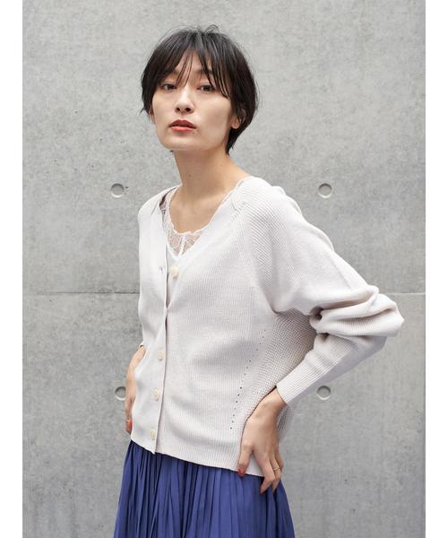 AMERICAN HOLIC（アメリカンホリック）の「Ｖネックドルマンニットカーディガン　＊（カーディガン/ボレロ・レディース・アイボリー/ライトグレー/ベージュ/サックスブルー/ネイビー・MEDIUM/LARGE）」の14枚目の写真