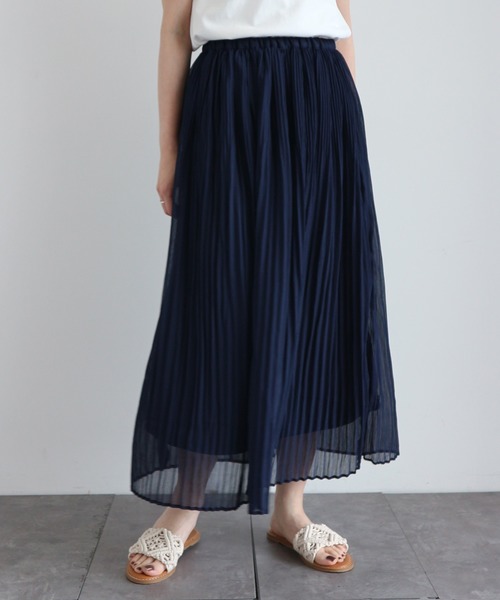 AMERICAN HOLIC（アメリカンホリック）の「シフォンヨウリュウプリーツスカート＊（スカート・レディース・ネイビー/イエロー/ミント/その他5/ブルー系その他/ドット/その他14/ライトベージュ・FREE）」の4枚目の写真