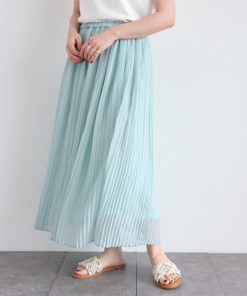 AMERICAN HOLIC（アメリカンホリック）の「シフォンヨウリュウプリーツスカート＊（スカート・レディース・ネイビー/イエロー/ミント/その他5/ブルー系その他/ドット/その他14/ライトベージュ・FREE）」の3枚目の写真