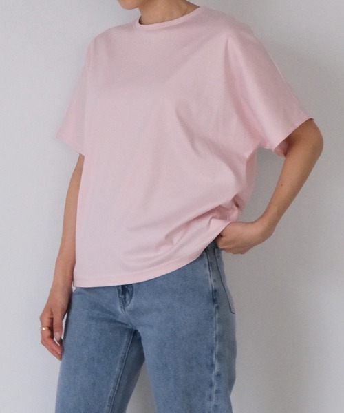 AKTE(アクテ)の「ハイゲージスムースTシャツ(Tシャツ/カットソー・レディース・ホワイト/ネイビー/モカ/オリーブ/ブラック/ピンク・FREE)」の6枚目の写真