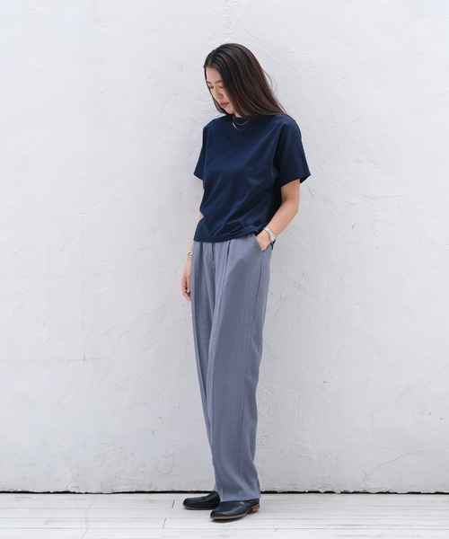 AKTE(アクテ)の「ハイゲージスムースTシャツ(Tシャツ/カットソー・レディース・ホワイト/ネイビー/モカ/オリーブ/ブラック/ピンク・FREE)」の7枚目の写真