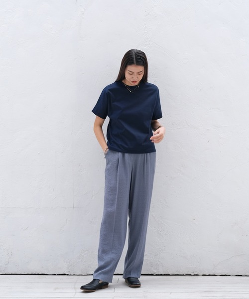 AKTE(アクテ)の「ハイゲージスムースTシャツ(Tシャツ/カットソー・レディース・ホワイト/ネイビー/モカ/オリーブ/ブラック/ピンク・FREE)」の11枚目の写真