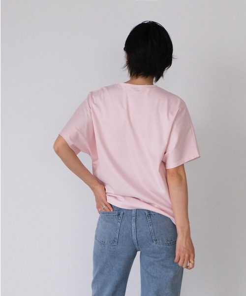 AKTE(アクテ)の「ハイゲージスムースTシャツ(Tシャツ/カットソー・レディース・ホワイト/ネイビー/モカ/オリーブ/ブラック/ピンク・FREE)」の19枚目の写真