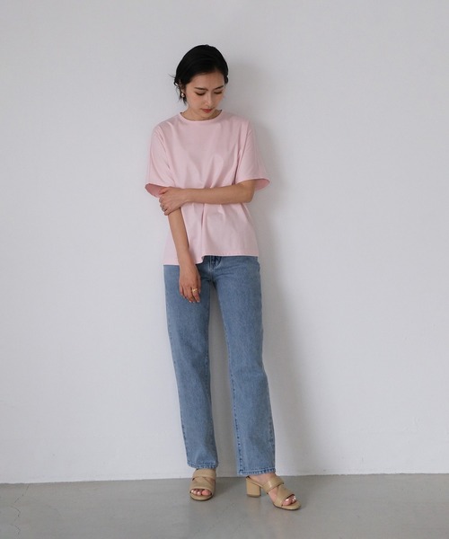 AKTE(アクテ)の「ハイゲージスムースTシャツ(Tシャツ/カットソー・レディース・ホワイト/ネイビー/モカ/オリーブ/ブラック/ピンク・FREE)」の20枚目の写真
