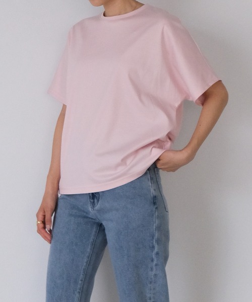 AKTE(アクテ)の「ハイゲージスムースTシャツ(Tシャツ/カットソー・レディース・ホワイト/ネイビー/モカ/オリーブ/ブラック/ピンク・FREE)」の21枚目の写真
