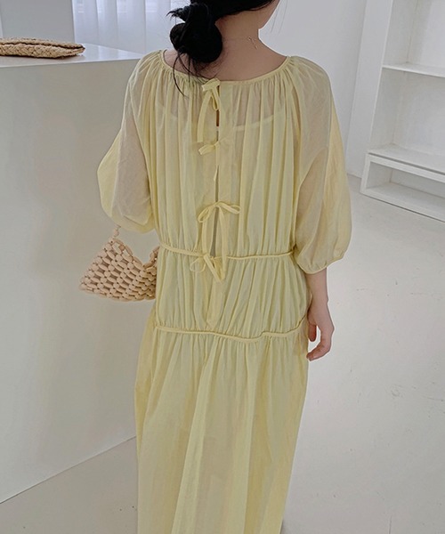 OSYAREVO(オシャレボ)の「バックリボン ギャザーワンピース(ワンピース・レディース・ホワイト/グリーン/レモンイエロー・LARGE/MEDIUM/SMALL)」の17枚目の写真