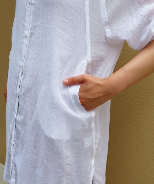 Riberry(リベリー)の「バンドカラーガーゼシャツ(シャツ/ブラウス・レディース・ホワイト/チャコールグレー/グレイッシュベージュ・M)」の9枚目の写真