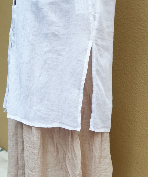 Riberry(リベリー)の「バンドカラーガーゼシャツ(シャツ/ブラウス・レディース・ホワイト/チャコールグレー/グレイッシュベージュ・M)」の12枚目の写真