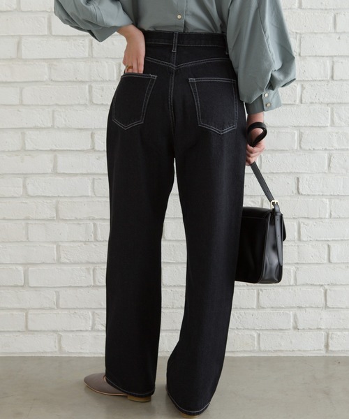 SpRay（スプレイ）の「ステッチハイウエストストレートパンツ（その他パンツ・レディース・ブルー/アイボリー/ブラック系その他・SMALL/MEDIUM/LARGE）」の2枚目の写真