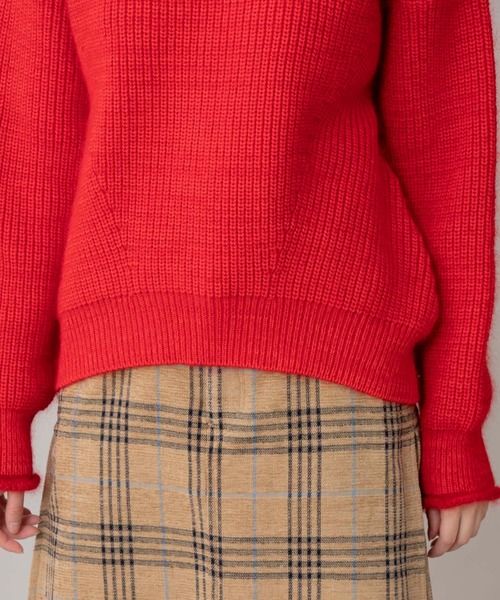 Munich（ミューニック）の「ハイストレッチリリー×モヘア　クルーネックプルオーバー（ニット/セーター・レディース・ダークブラウン/レッド/ライトベージュ・FREE）」の17枚目の写真