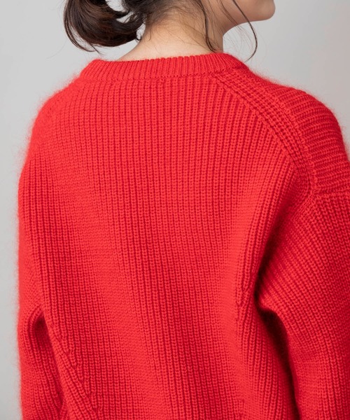 Munich（ミューニック）の「ハイストレッチリリー×モヘア　クルーネックプルオーバー（ニット/セーター・レディース・ダークブラウン/レッド/ライトベージュ・FREE）」の15枚目の写真