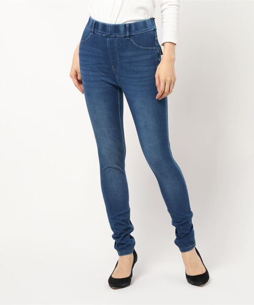 PREFERIR（プレフェリール）の「【ZOZOTOWN限定販売】暖かい ニット デニム レギンスパンツ.（保温発熱機能素材）（デニムパンツ・レディース・ブルー/ネイビー/ライトブルー/ブラック・SMALL/MEDIUM/LARGE/X-LARGE）」の3枚目の写真