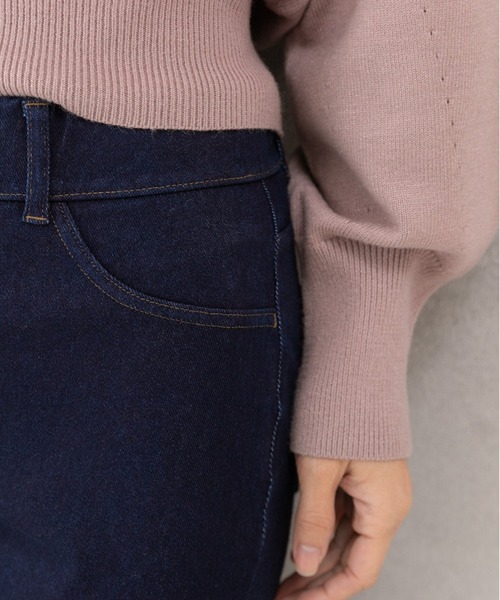 PREFERIR（プレフェリール）の「【ZOZOTOWN限定販売】暖かい ニット デニム レギンスパンツ.（保温発熱機能素材）（デニムパンツ・レディース・ブルー/ネイビー/ライトブルー/ブラック・SMALL/MEDIUM/LARGE/X-LARGE）」の11枚目の写真