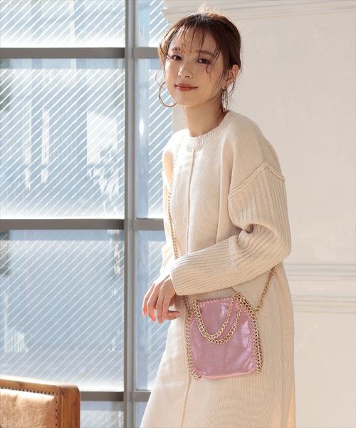 DONOBAN（ドノバン）の「チェーントリミングミニバッグ（ショルダーバッグ・レディース・ブラック/シルバー/ホワイト/ピンク/ブラウン・ONESIZE）」の10枚目の写真