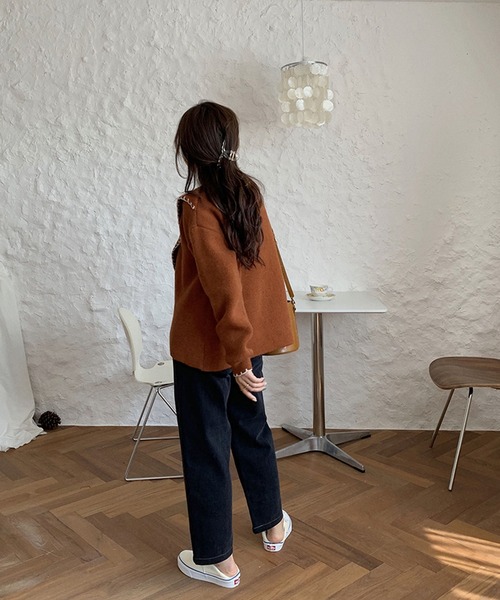 Jewelobe(ジュエローブ)の「配色ステッチカシュクールニットプルオーバー(ニット/セーター・レディース・ベージュ/ブラウン/アイボリー・FREE)」の14枚目の写真