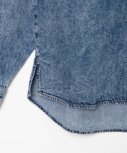 WEGO（ウィゴー）の「WEGO/【セットアップ対応商品】ケミカルデニムビッグシルエットジャケット（デニムジャケット・メンズ・インディゴブルー/ライトインディゴブルー・MEDIUM/LARGE）」の4枚目の写真