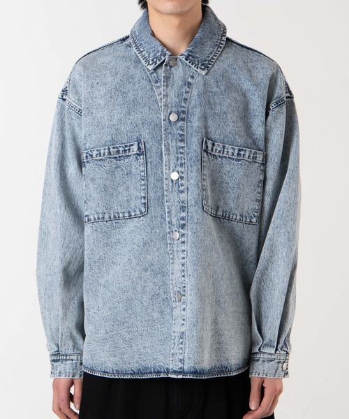 WEGO（ウィゴー）の「WEGO/【セットアップ対応商品】ケミカルデニムビッグシルエットジャケット（デニムジャケット・メンズ・インディゴブルー/ライトインディゴブルー・MEDIUM/LARGE）」の17枚目の写真