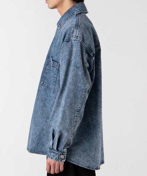 WEGO（ウィゴー）の「WEGO/【セットアップ対応商品】ケミカルデニムビッグシルエットジャケット（デニムジャケット・メンズ・インディゴブルー/ライトインディゴブルー・MEDIUM/LARGE）」の19枚目の写真