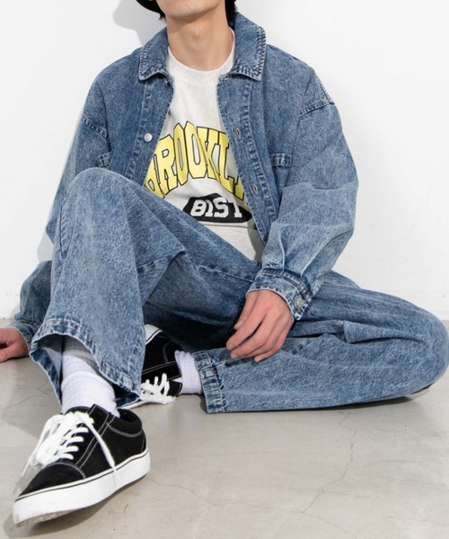 WEGO（ウィゴー）の「WEGO/【セットアップ対応商品】ケミカルデニムビッグシルエットジャケット（デニムジャケット・メンズ・インディゴブルー/ライトインディゴブルー・MEDIUM/LARGE）」の13枚目の写真