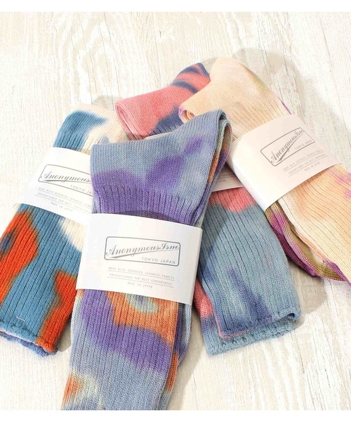 ANONYMOUSISM（アノニマスイズム）の「【ANONYMOUSISM】アノニマスイズム タイダイ クルー丈ソックス（ソックス/靴下・メンズ・ネイビー/ブラウン/ブルー/ピンク/レンガ/パープル/レッド/ミント/ワイン・25cm～27cm）」の14枚目の写真