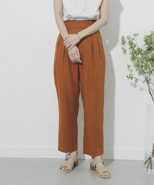 SENSE OF PLACE by URBAN RESEARCH（センスオブプレイスバイアーバンリサーチ）の「リネンヘリンボーンパイピングパンツ（その他パンツ・レディース・オレンジ/ブラック/アイボリー・SMALL/MEDIUM）」の8枚目の写真