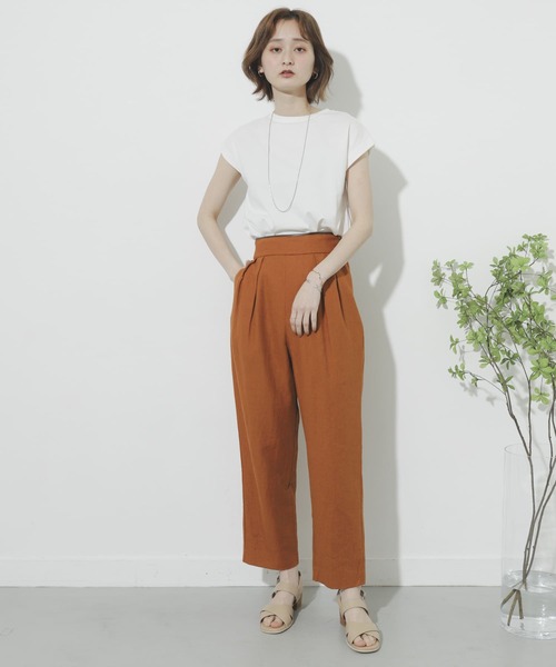 SENSE OF PLACE by URBAN RESEARCH（センスオブプレイスバイアーバンリサーチ）の「リネンヘリンボーンパイピングパンツ（その他パンツ・レディース・オレンジ/ブラック/アイボリー・SMALL/MEDIUM）」の9枚目の写真