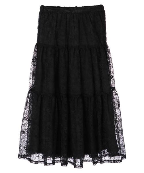 Maison de FLEUR（メゾンドフルール）の「レースティアードスカート（スカート・レディース・ライトグレー/ブラック・FREE）」の11枚目の写真