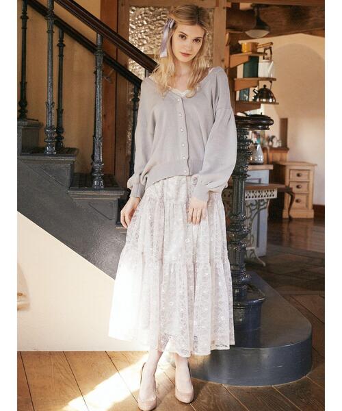 Maison de FLEUR（メゾンドフルール）の「レースティアードスカート（スカート・レディース・ライトグレー/ブラック・FREE）」の9枚目の写真