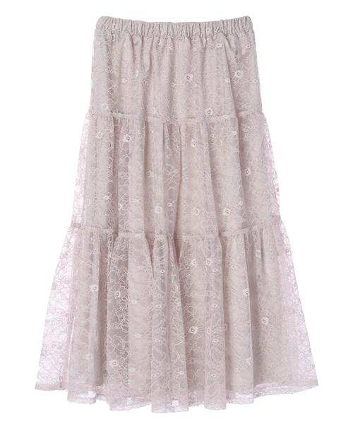 Maison de FLEUR（メゾンドフルール）の「レースティアードスカート（スカート・レディース・ライトグレー/ブラック・FREE）」の20枚目の写真