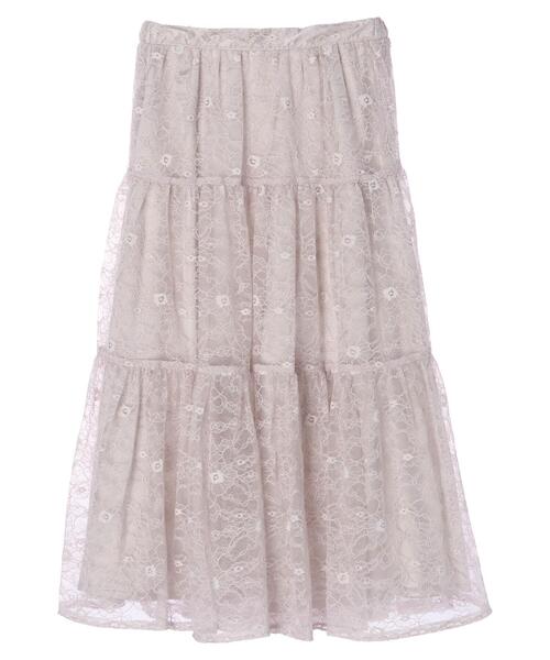 Maison de FLEUR（メゾンドフルール）の「レースティアードスカート（スカート・レディース・ライトグレー/ブラック・FREE）」の15枚目の写真