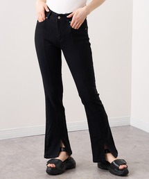 ストレッチセンタースリットデニムフレアパンツ