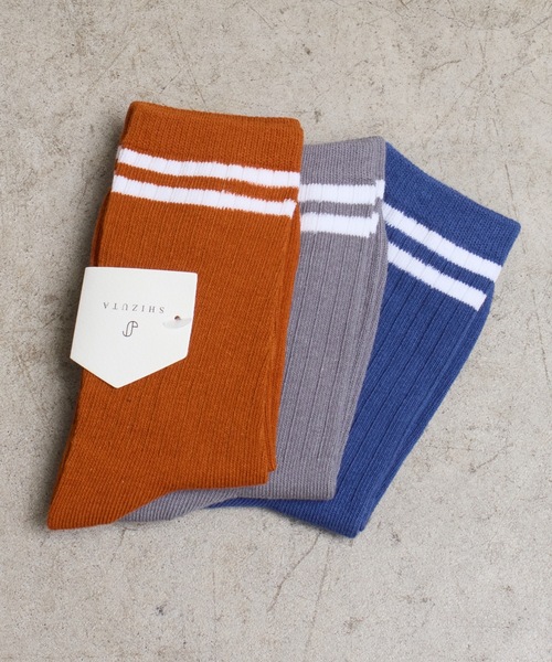 SHIZUTA（シズタ）の「SZT:バイカラー 2ライン リブソックス 3足セット（ソックス/靴下・キッズ・ベージュ/ネイビー/ブラック・MEDIUM/LARGE）」の3枚目の写真