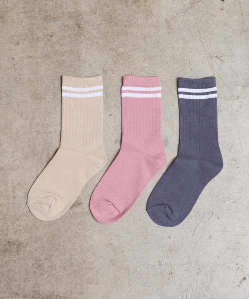 SHIZUTA（シズタ）の「SZT:バイカラー 2ライン リブソックス 3足セット（ソックス/靴下・キッズ・ベージュ/ネイビー/ブラック・MEDIUM/LARGE）」の13枚目の写真